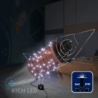 Светодиодная гирлянда Rich LED 10 м, 100 LED, 24В, соединяемая, влагозащитный колпачек, белая, мерцающая,