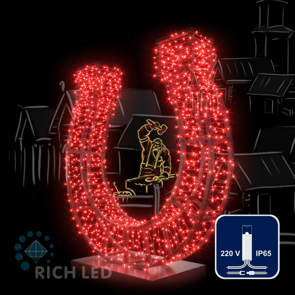 Светодиодная гирлянда Rich LED 10 м, 100 LED, 220 В, соединяемая, влагозащитный колпачок, красная, прозрачный