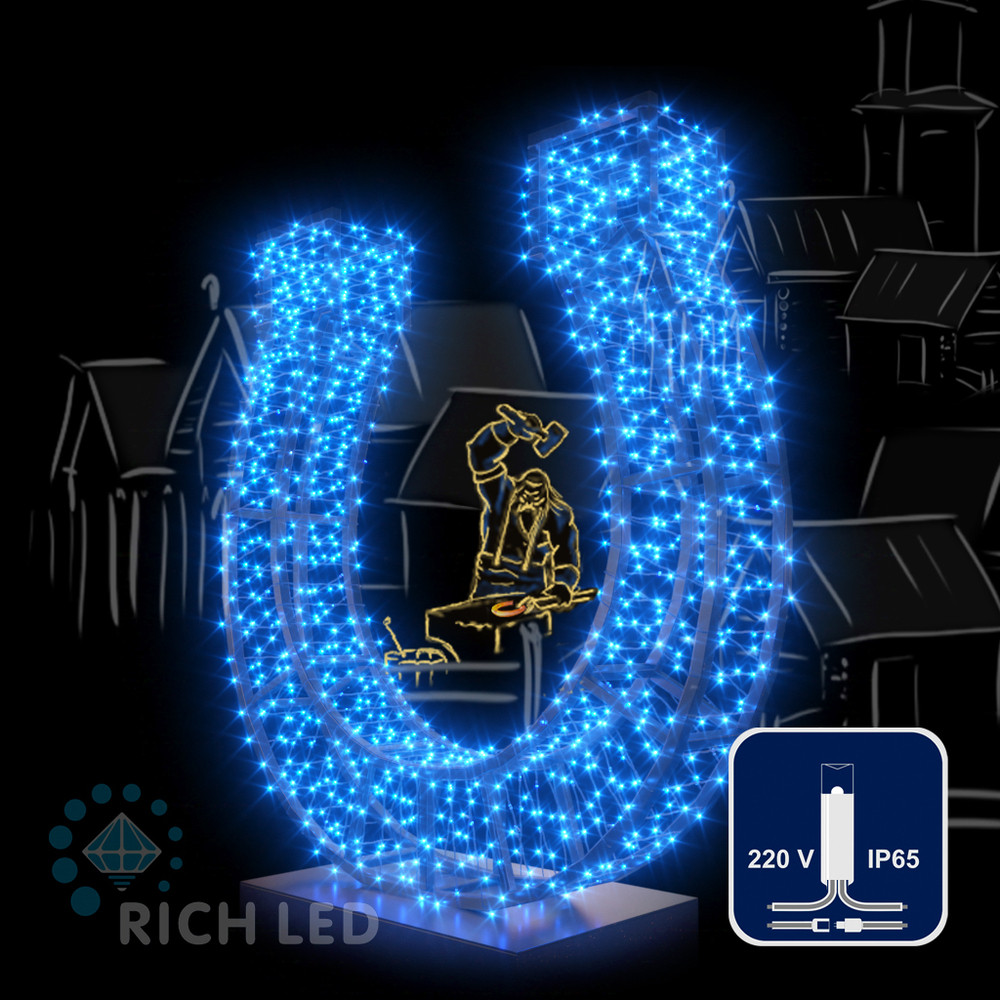 Светодиодная гирлянда Rich LED 10 м, 100 LED, 220 В, соединяемая, влагозащитный колпачок, синяя, прозрачный