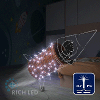 Светодиодная гирлянда Rich LED 10 м, 100 LED, 24 В, соединяемая, белая, мерцающая, прозрачный провод