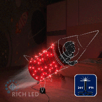 Светодиодная гирлянда Rich LED 10 м, 100 LED, 24 В, соединяемая, красная, мерцающая, черный провод,