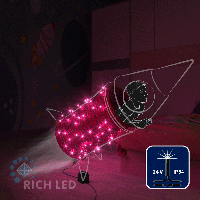 Светодиодная гирлянда Rich LED 10 м, 100 LED, 24 В, соединяемая, розовая, мерцающая, черный провод,