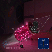 Светодиодная гирлянда Rich LED 10 м, 100 LED, 24 В, соединяемая, розовая, мерцающая, черный провод,