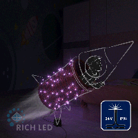 Светодиодная гирлянда Rich LED 10 м, 100 LED, 24 В, соединяемая, фиолетовая, мерцающая, черный провод,