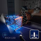Светодиодная гирлянда Rich LED 10 м, 100 LED, 24В, соединяемая, влагозащитный колпачок, синяя, белый провод,