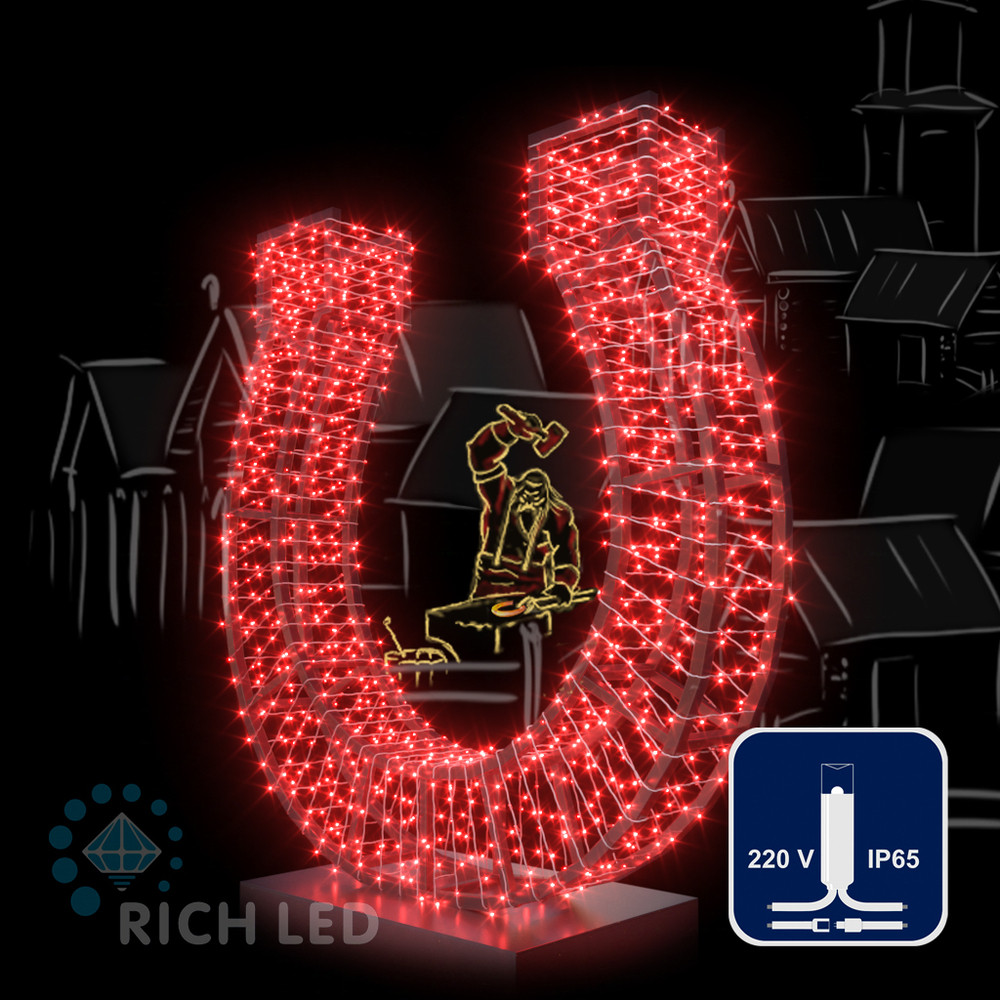 Светодиодная гирлянда Rich LED 10 м, 100 LED, 220 В, соединяемая, влагозащитный колпачок, красная, белый