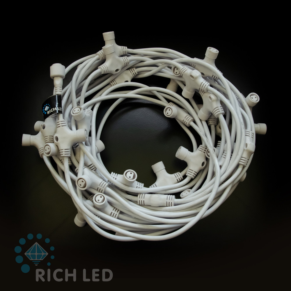 Шлейф Rich LED, 2-х проводной, белый, между конектером 50 см, (100 шт), 220 В