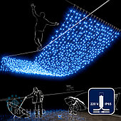 Светодиодный занавес (дождь) Rich LED 2*6 м, влагозащитный колпачок, синий, белый провод,