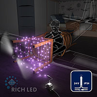 Светодиодная гирлянда Rich LED 10 м, 100 LED, 24 В, соединяемая, фиолетовая, прозрачный провод