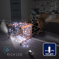 Светодиодная гирлянда Rich LED 10 м, 100 LED, 24В, соединяемая, влагозащитный колпачок, белая, прозрачный