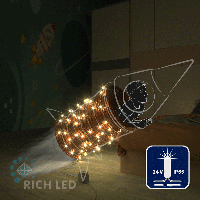 Светодиодная гирлянда Rich LED 10 м, 100 LED, 24В, соединяемая, влагозащитный колпачок, теплая белая,