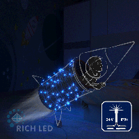 Светодиодная гирлянда Rich LED 10 м, 100 LED, 24 В, соединяемая, синяя, мерцающая, прозрачный провод