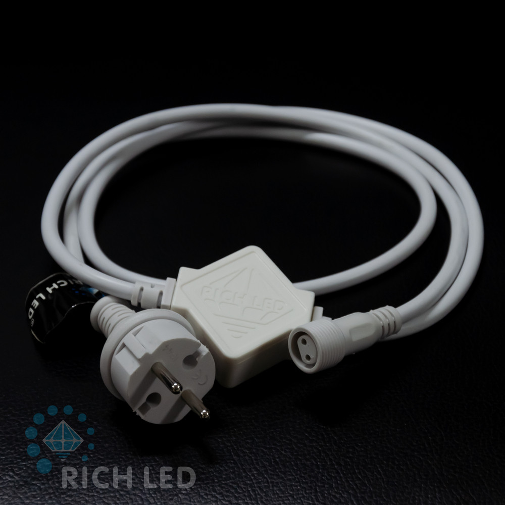 Блок питания универсальный для статичных и флэш изделий Rich LED. 2А. Для соединения до 10 шт., провод белый,
