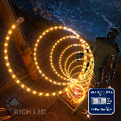 Светодиодный дюралайт Rich LED, 3-х проводной, желтый, кратность резки 2 метра,  диаметр 13 мм, 220 В, 100 м.