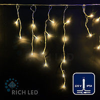 Светодиодная бахрома Rich LED, 3*0.5 м, теплая белая, прозрачный провод,