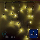 Светодиодная бахрома Rich LED, 3*0.5 м, теплая белая, черный провод,