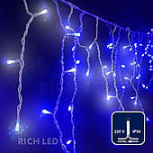 Светодиодная бахрома Rich LED, 3*0.5 м, сине-белая, прозрачный провод,