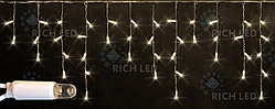 Светодиодная бахрома Rich LED, 3*0.5 м, теплая белая, белый резиновый провод,