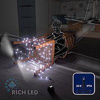 Светодиодная гирлянда Rich LED 10 м, 100 LED, 24 В, соединяемая, белая, черный провод,