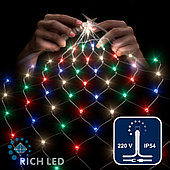 Светодиодная сетка Rich LED 2*3 м, мульти,384 LED, 220 B, прозрачный провод.