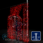 Светодиодный занавес (дождь) Rich LED 2*3 м, красный, мерцающий, прозрачный провод,