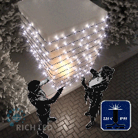 Светодиодная гирлянда Rich LED 10 м, 100 LED, 220 В, соединяемая, влагозащитный колпачок, белая, мерцающая,