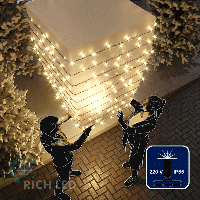 Светодиодная гирлянда Rich LED 10 м, 100 LED, 220 В, соединяемая, влагозащитный колпачок, теплая белая,