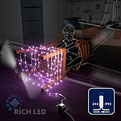 Светодиодная гирлянда Rich LED 10 м, 100 LED, 24В, соединяемая, влагозащитный колпачок, фиолетовая, белый