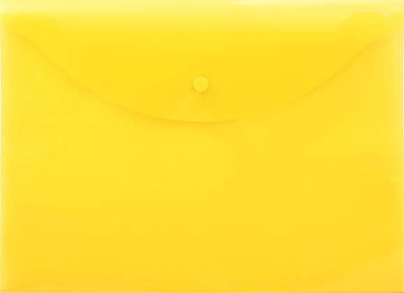 Папка-конверт пластиковая на кнопке inФормат толщина пластика 0,15 мм, прозрачная желтая - фото 3 - id-p215739738
