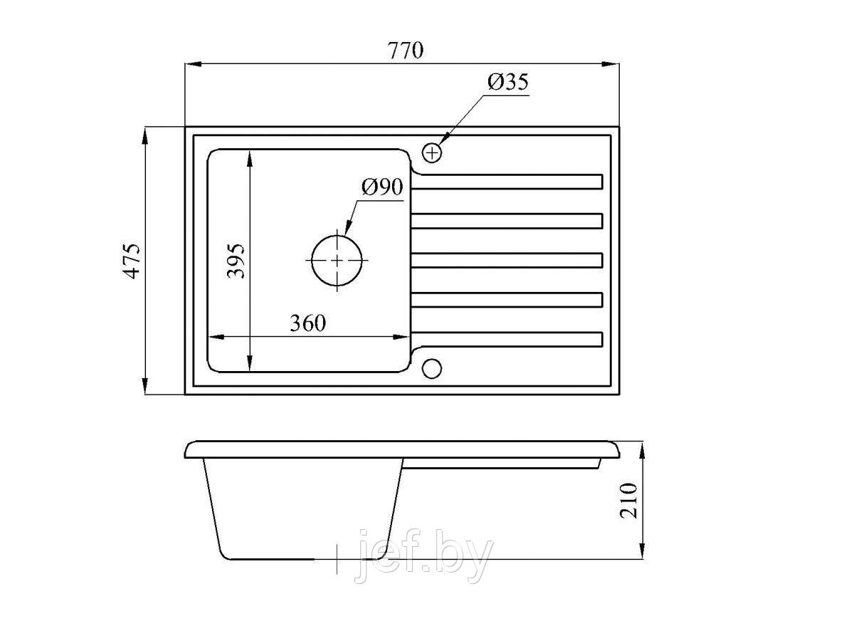 Мойка кухонная из искусственного камня ART гранит 770х475 мм AV ENGINEERING AV770490AGTA - фото 2 - id-p215744575