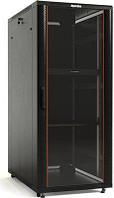 Шкаф коммутационный Hyperline TTB-1866-AS-RAL9004 напольный, стеклянная передняя дверь, 18U, 600x988x600 мм