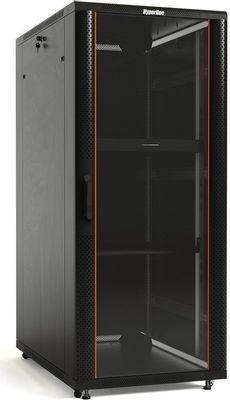 Шкаф коммутационный Hyperline TTB-1866-AS-RAL9004 напольный, стеклянная передняя дверь, 18U, 600x988x600 мм - фото 1 - id-p213131568