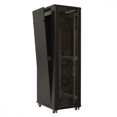Шкаф коммутационный Hyperline TTB-1866-AS-RAL9004 напольный, стеклянная передняя дверь, 18U, 600x988x600 мм - фото 2 - id-p213131568
