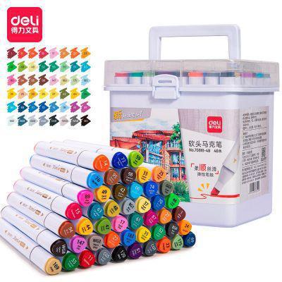 Набор маркеров для скетчинга Deli 70818-48, 48 цвет., скошенный пишущий наконечник - фото 1 - id-p213136049