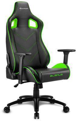 Кресло игровое SHARKOON Elbrus 2, на колесиках, эко.кожа, черный/зеленый/зеленый [519047] - фото 1 - id-p213137833