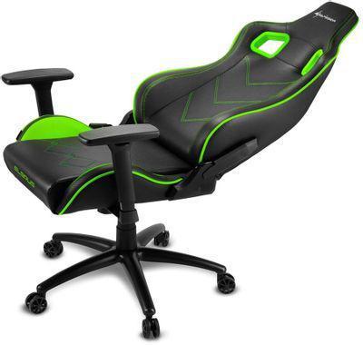 Кресло игровое SHARKOON Elbrus 2, на колесиках, эко.кожа, черный/зеленый/зеленый [519047] - фото 5 - id-p213137833