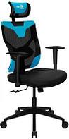 Кресло игровое Aerocool Guardian, на колесиках, эко.кожа/сетка, черный/голубой [guardian ice blue]