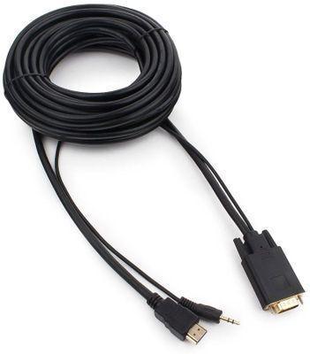 Кабель-переходник аудио-видео PREMIER 5-983AU, HDMI (m) - VGA (m) , 10м, GOLD, черный [5-983au 10.0] - фото 1 - id-p213141003