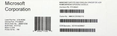 ПО Microsoft Windows Svr Std 2022 Eng 1pkDSP OEI 4Cr NoMedia/NoKey(POSOnly)AddLic (P73-08441) - фото 2 - id-p213134883