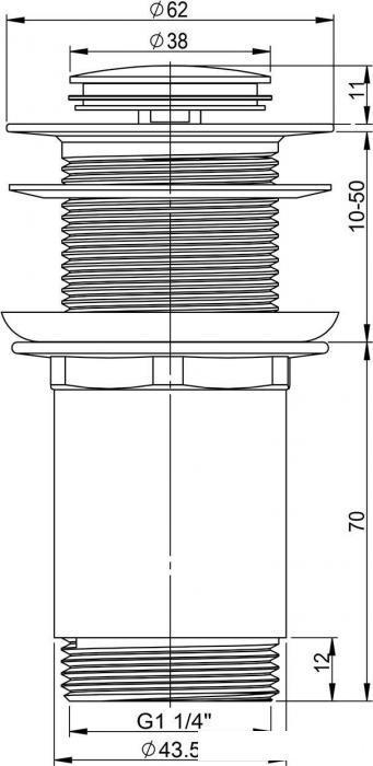 Донный клапан для раковины Wellsee Drainage System 182136000 (без перелива, подходит только для раковин без - фото 7 - id-p215361004