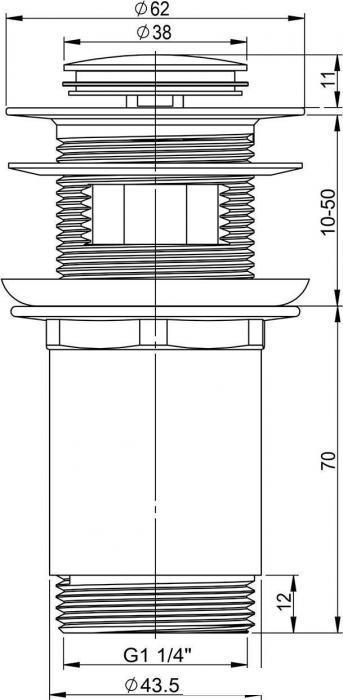 Донный клапан для раковины Wellsee Drainage System 182133000 (с переливом, подходит как для раковин с - фото 7 - id-p215361006