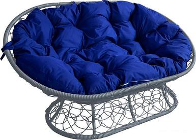 Садовый диван M-Group Мамасан 12110310 (серый ротанг/синяя подушка)
