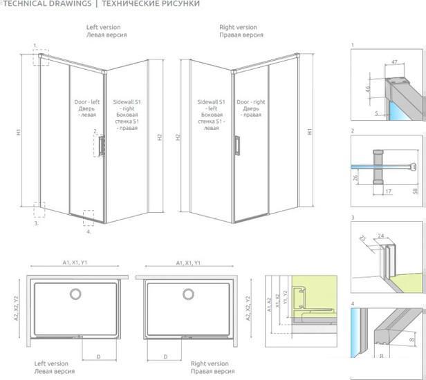 Душевой уголок Radaway Idea Black KDJ 387042-54-01R + 387052-54-01L - фото 2 - id-p215287159