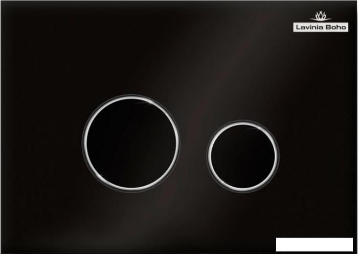 Стеклянная клавиша смыва Lavinia Boho RelFix 3805004B (цвет черный, с хромированной кромкой по периметру - фото 1 - id-p215360036