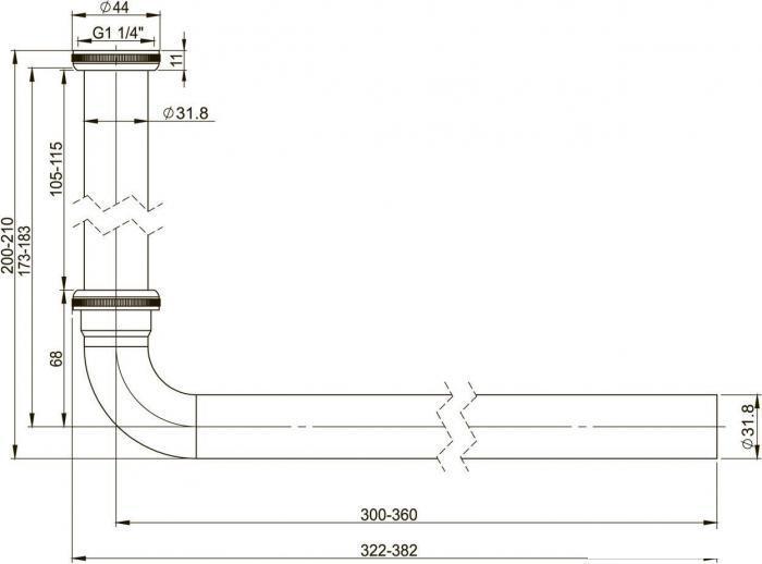 Сифон для раковины Wellsee Drainage System 182101000 (Ø 32 мм (1 1/4"); длина 200-210 мм; хром) - фото 6 - id-p215360060