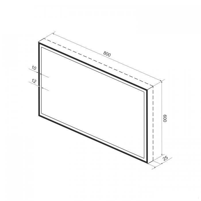 Прямоугольное зеркало с фронтальной LED-подсветкой Wellsee 7 Rays' Spectrum 172201290 (80*60 см, черный - фото 9 - id-p215360088