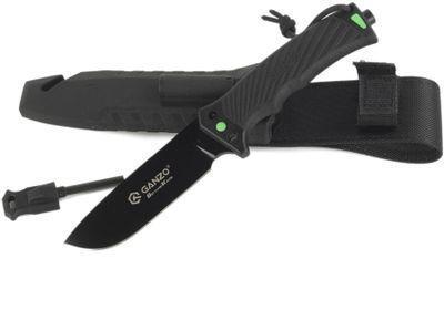 Нож с фиксированным лезвием GANZO G8012V2-BK, черный , коробка картонная - фото 1 - id-p213135620