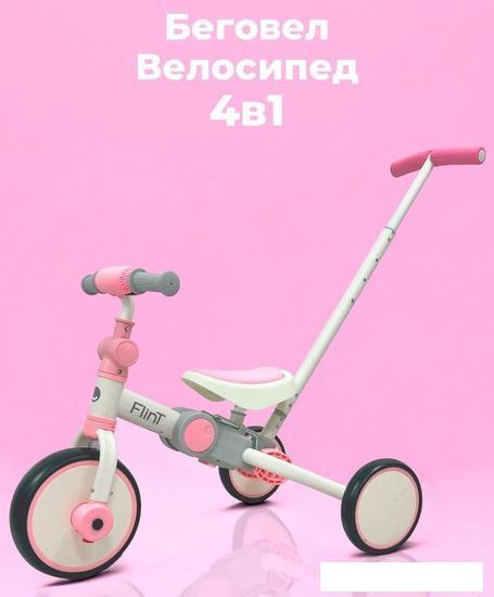 Беговел-велосипед Bubago Flint BG-FP-109-4 с ручкой (белый/розовый) - фото 1 - id-p215428466