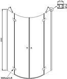 Полукруглое душевое ограждение с распашными наружу дверями 12011102, 100*100*200 см (прозрачное 6 мм стекло, фото 2