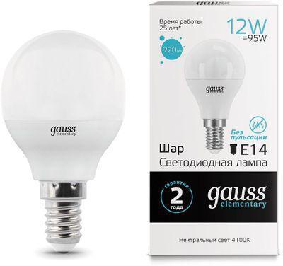 Упаковка ламп LED GAUSS E14, шар, 12Вт, 10 шт. [53122] - фото 1 - id-p213240372